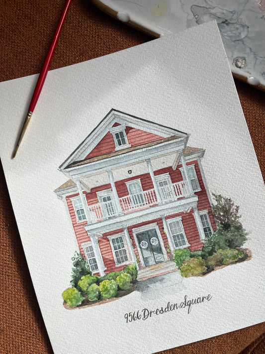 Custom Watercolor House Portrait